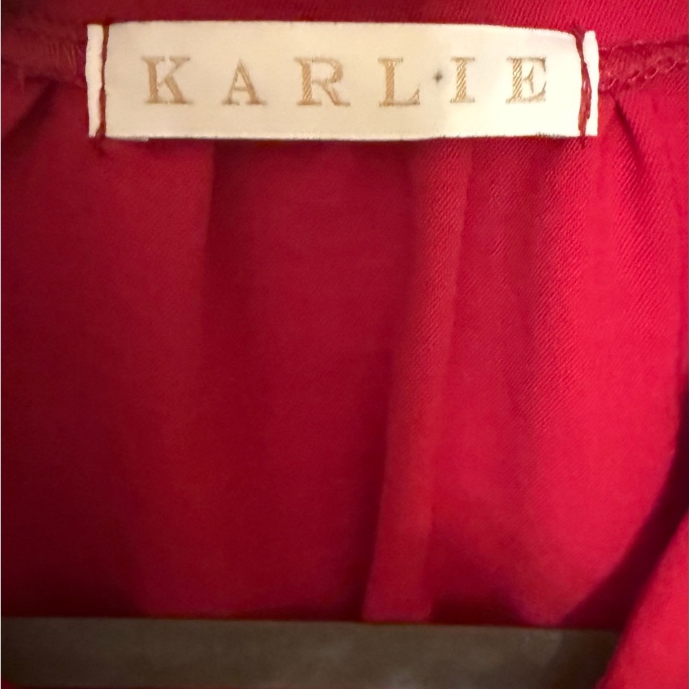 Karlie Vibrant Red Button-Up Blouse - Picture 2 of 5